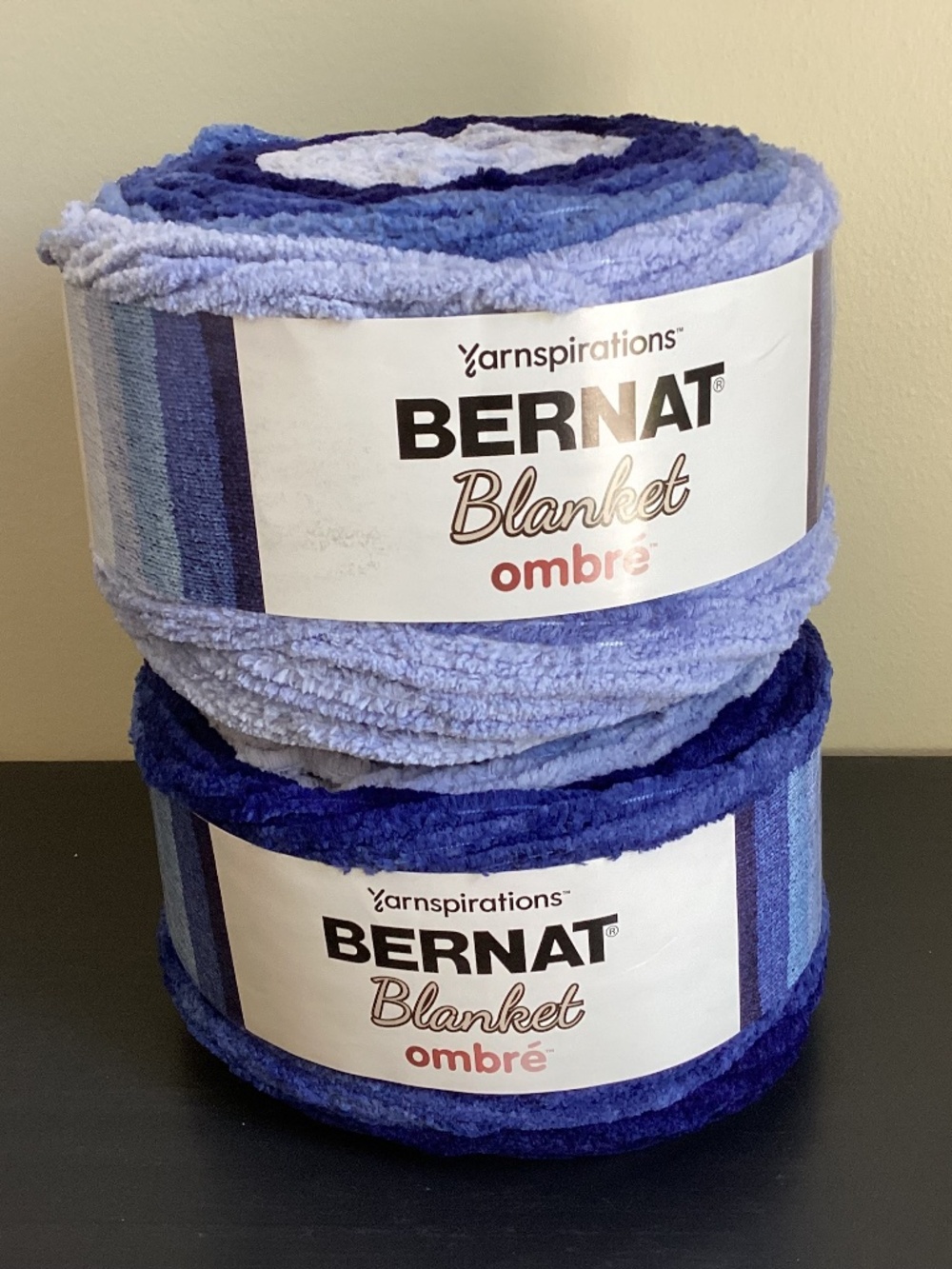 NEW Lot of 2 Bernat Blanket Navy Ombre Bulky #6, 220 yards/10.5oz